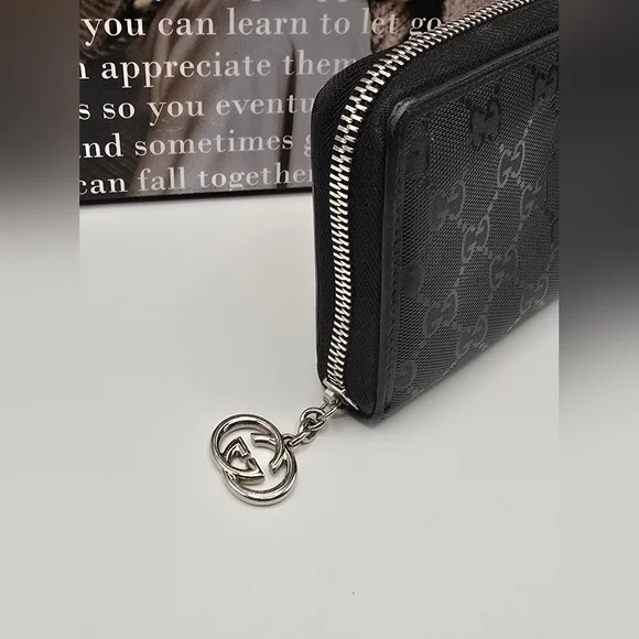 Gucci Guccissima Black GG Logo Coated Canvas Long Wallet - Picture 6 of 16
